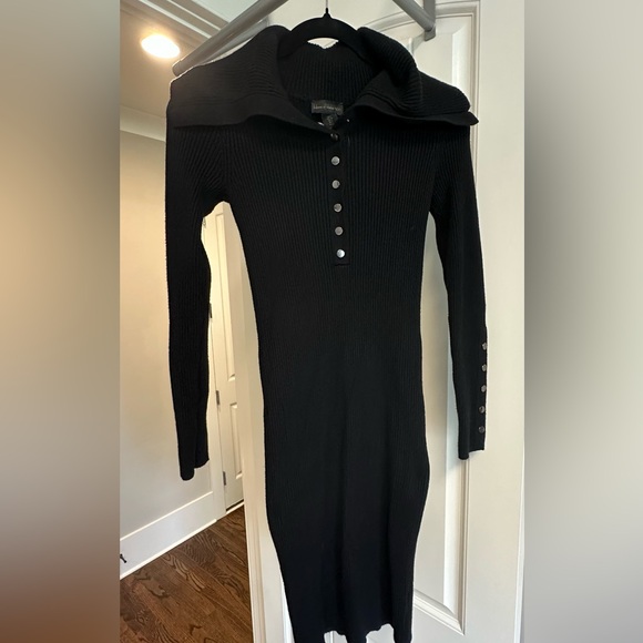 *House of Harlow 1960‎ Black Ribbed Henley Stretch Sweater Dress S - Picture 1 of 4